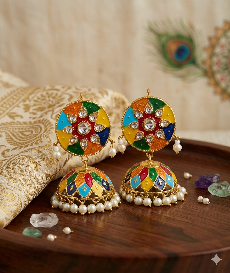 Ayza;l collection Artificial Hand Made Bahawalpur Ladies Jewellery Bridal Tika Jhumki With Tika With Finger Rings.