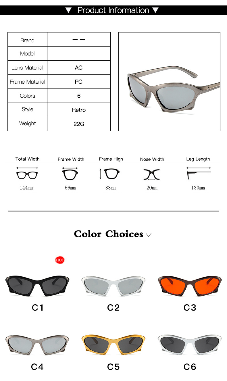 Luxury Punk Sports Sunglasses Women Brand Designer Y2k One Piece