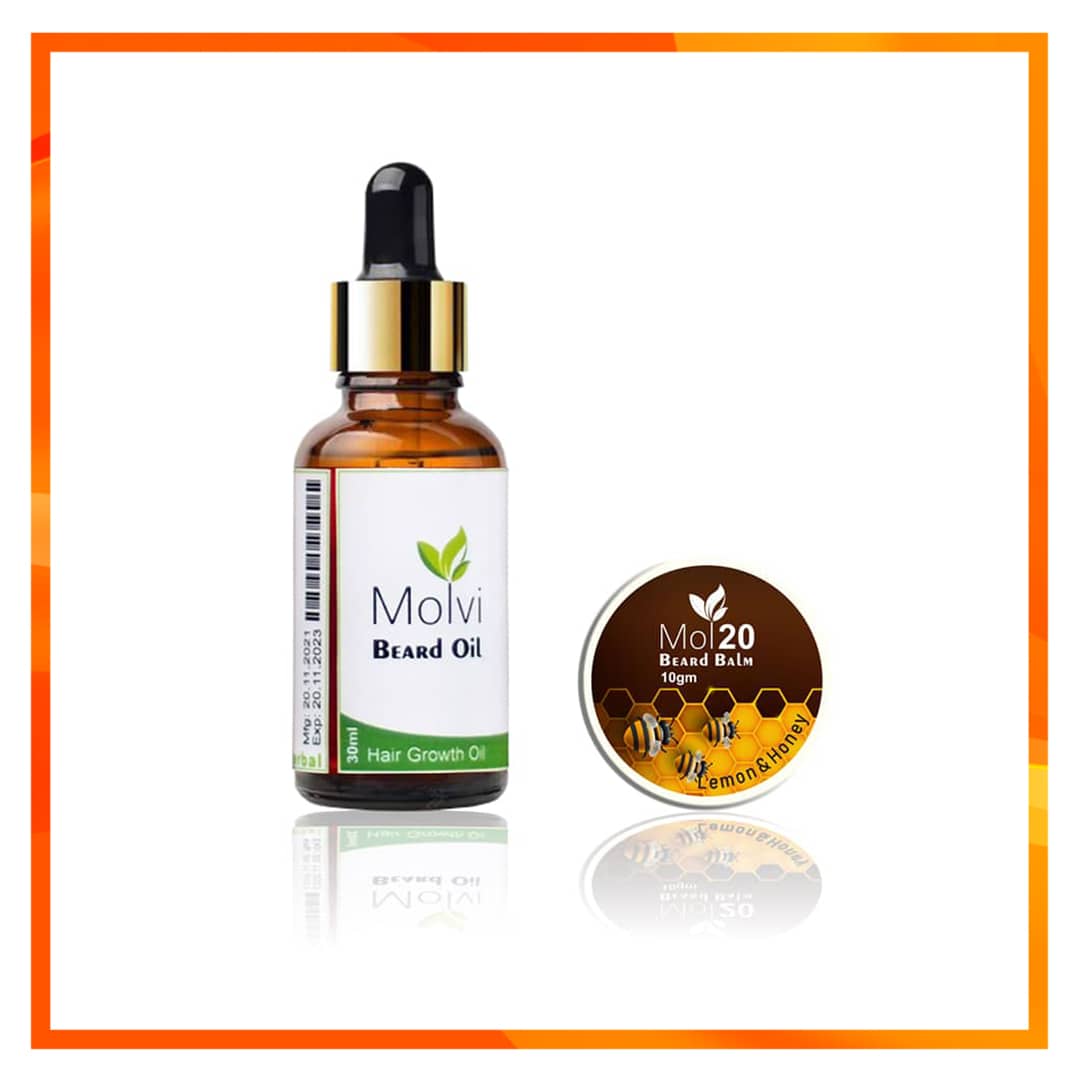 Mol20 Beard Oil – 30ml Dropper + Beard Balm Honey & Lemon - 10gm
