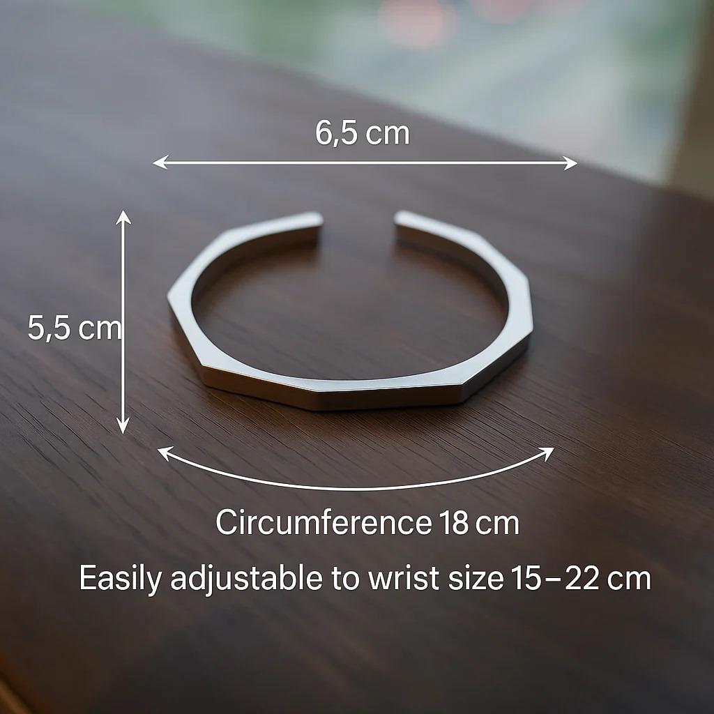 Men’s Hex cuff – Stainless Steel Open Bangle, Minimalist Silver Wristband, Fashion Jewelry