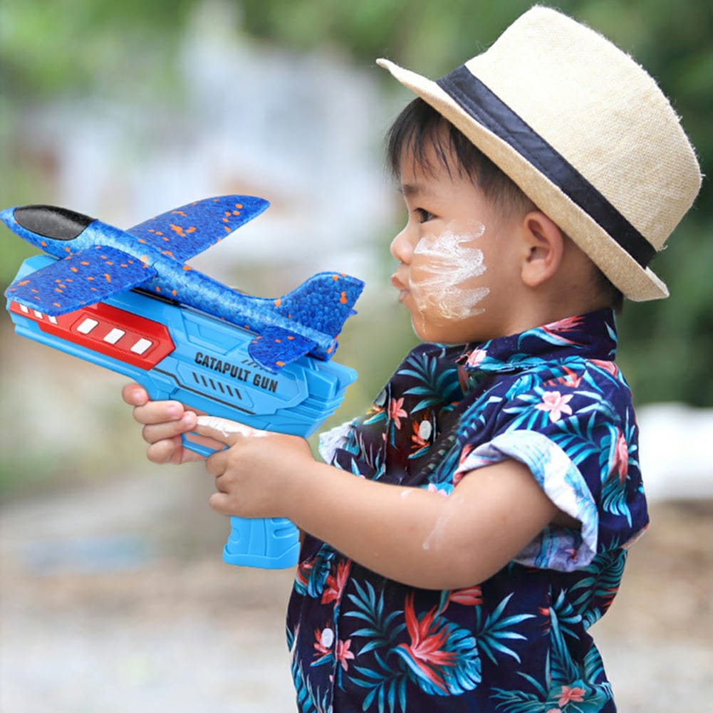 Airplane Launcher Toys Throwing Foam Plane Ejection Aircraft Launcher Catapult Plane Outdoor Sports Flying Toy For Children Gift