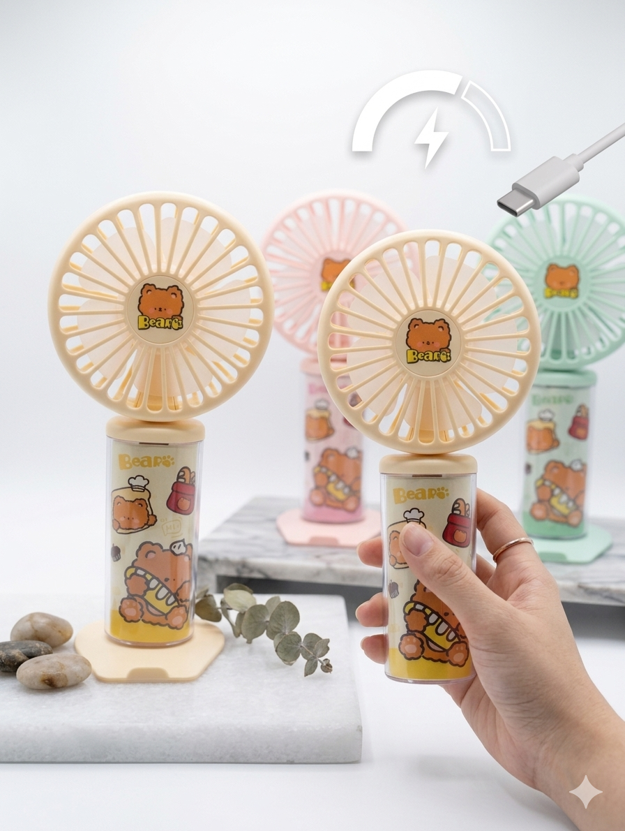 Portable USB Rechargeable Fan with Multiple Speed Settings and LED Light - Multi-Color Options