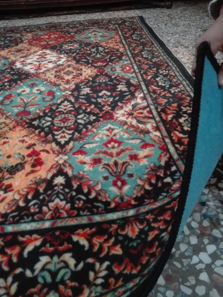 Living Room Carpet 4ft x 6ft, Digital Printed Polyester Microfiber Rug with Felt Protection, Multi-Color Center Piece