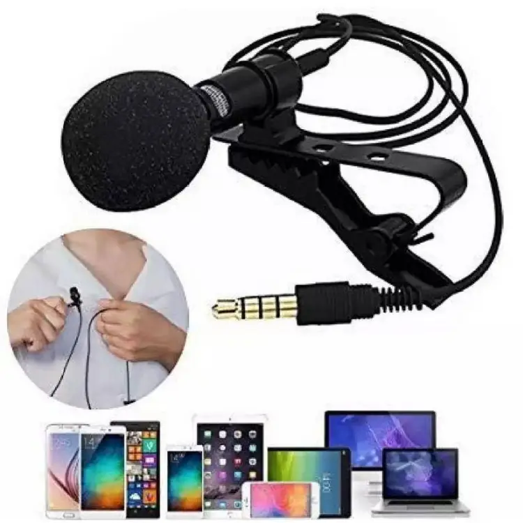Mic 3.5mm Clip Microphone Collar Mike for Voice Recording Lapel Mic Mobile,  PC, Laptop, Android Smartphones, DSLR Camera (Black)