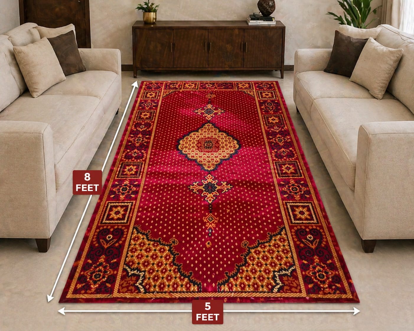 Premium Soft Carpet 5x8 Feet – Large Floor Rug | Anti-Slip | Living Room & Bedroom