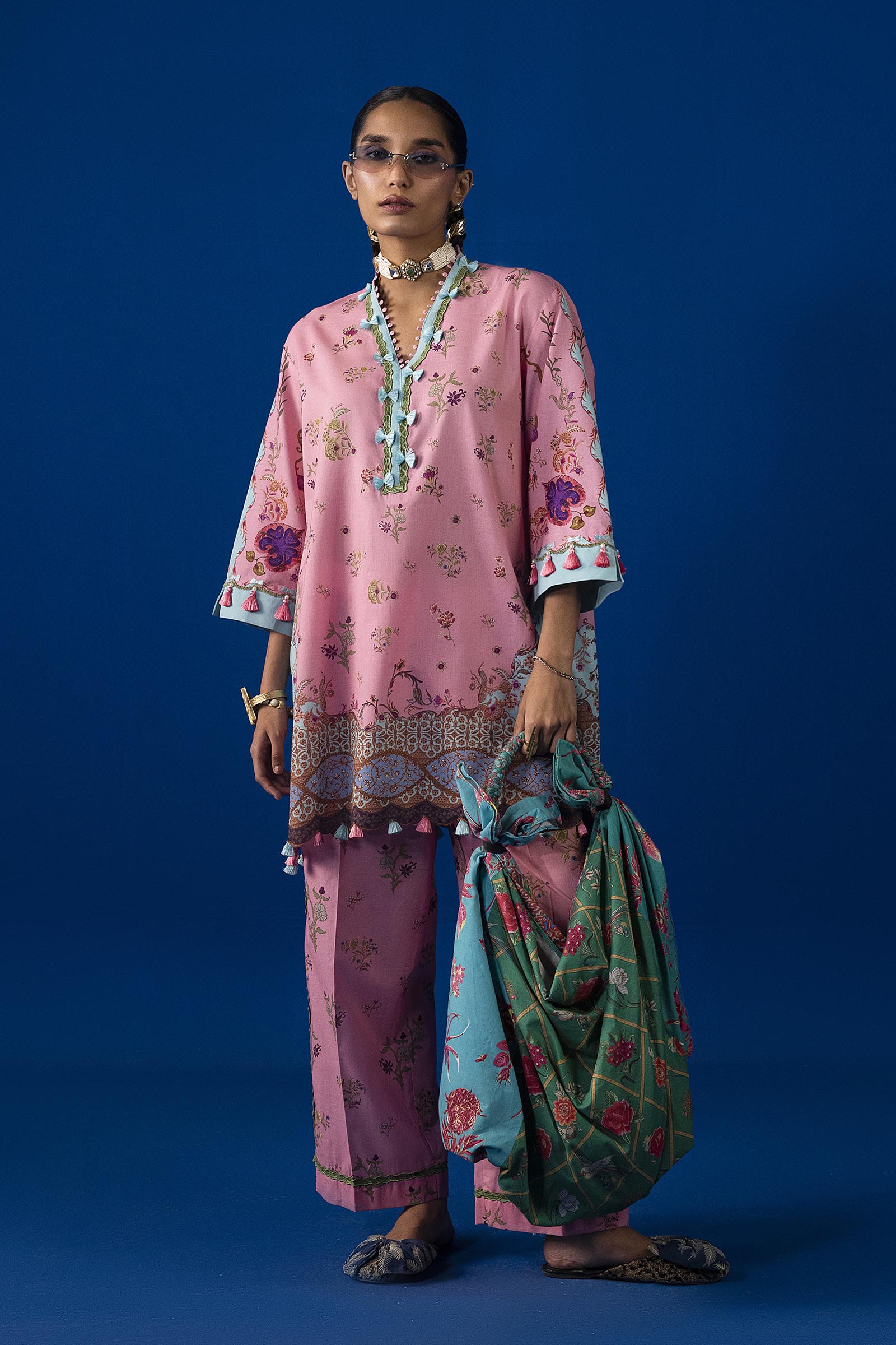 Sana Safinaz-Unstitched 2 Piece Lawn Suit-H263-002A-2AC-Mahay Summer Vol 3-Dress For girls