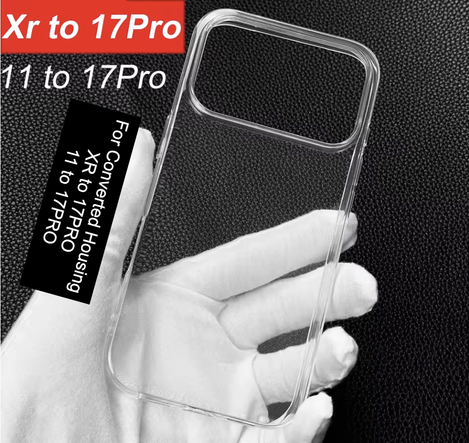 XR / 11 to 17 Pro Look Transparent Case – Clear Shockproof Soft TPU Cover with 17 Pro Camera Style converter converting pouch case cover for converting housing body diy 17pro tp