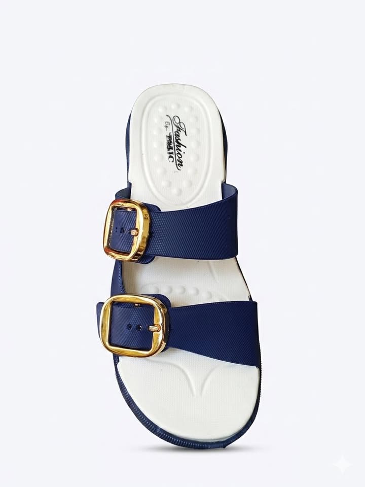 Women Double Buckle Sandals Casual Soft Platform Slippers Trendy Stylish Chappal for Girls Comfortable Summer Footwear Ladies Slip On Slides Fashion Wedge Sandals Lightweight Indoor Outdoor Pink