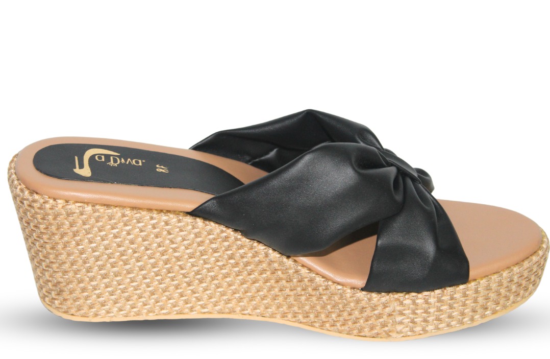Black and blue wedges for casual and formal wear/rexin material/soft and easy to wear for women