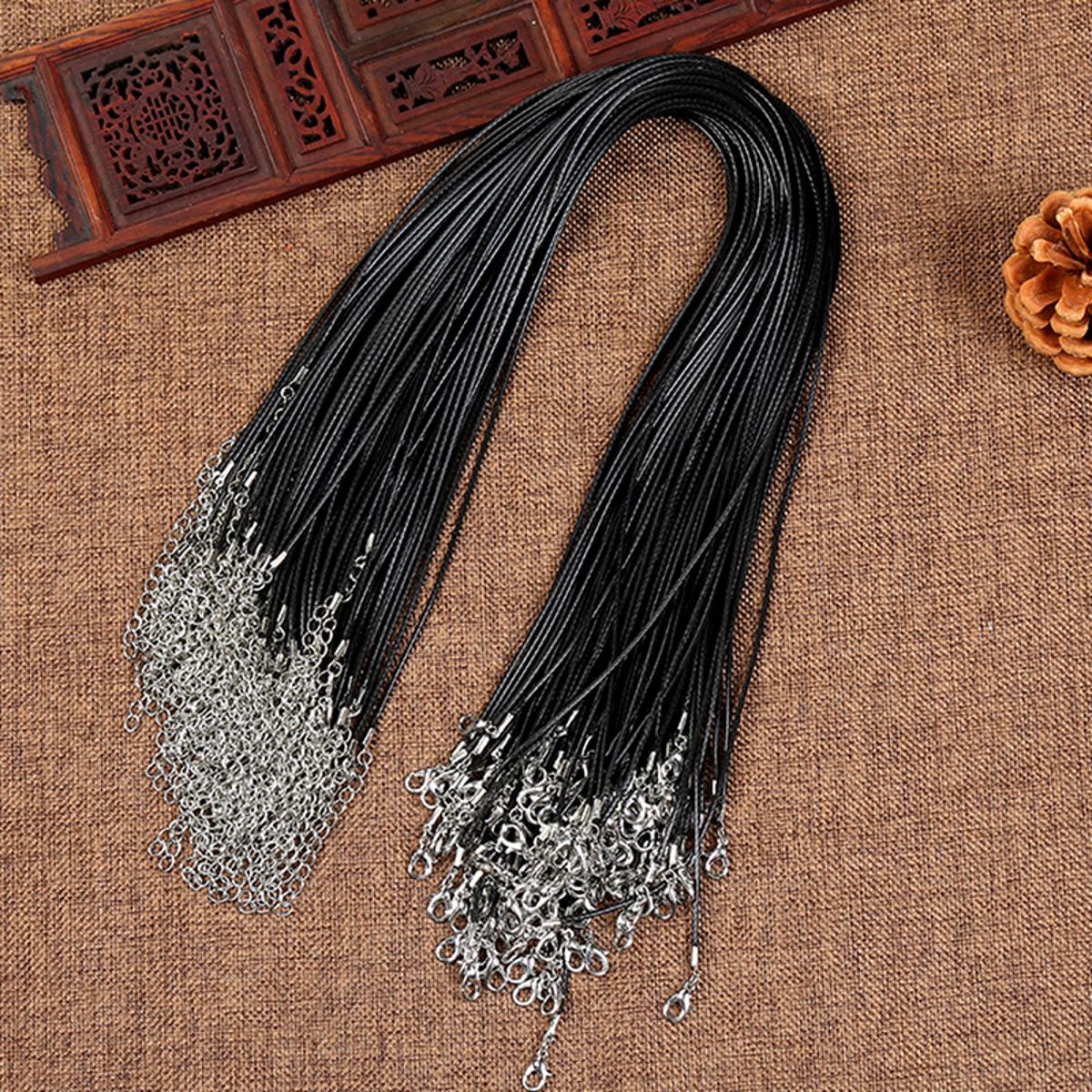 18'' Black Silk Necklace Cord Chain Cotton Rope with Clasp 2.0mm (5Pcs)