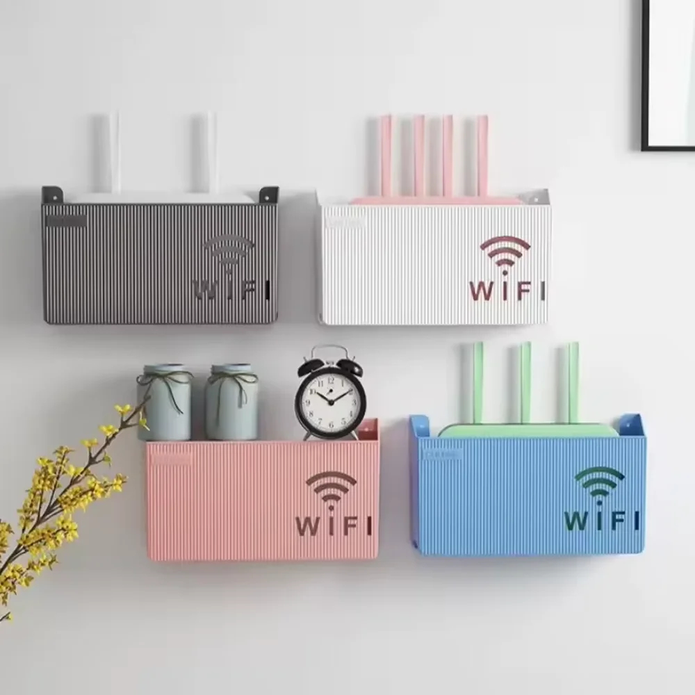 1pc Wall Mounted Wireless Wifi Router Shelf ABS Storage Box Router Shelf Cable Power Supply Holder Organizer Box for Living Room