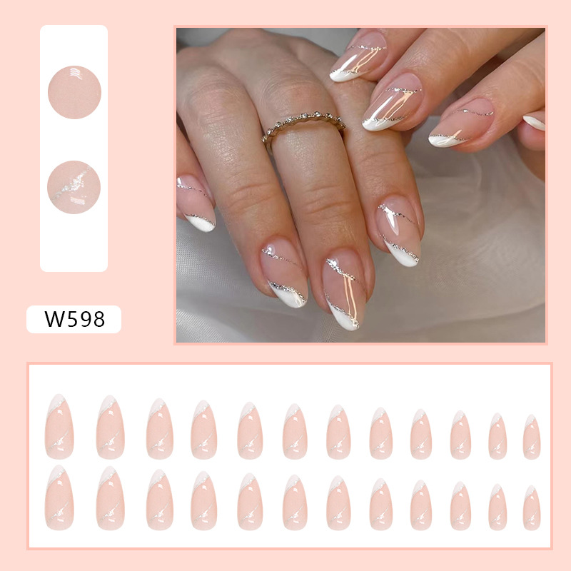 Menggh（WITH GLUE）24pcs false nails Cute Pattern Water Proof False Nails