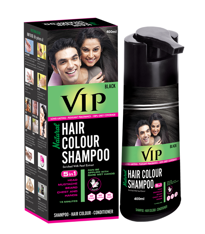 VIP Hair Colour Shampoo 180ml Black Daraz.pk