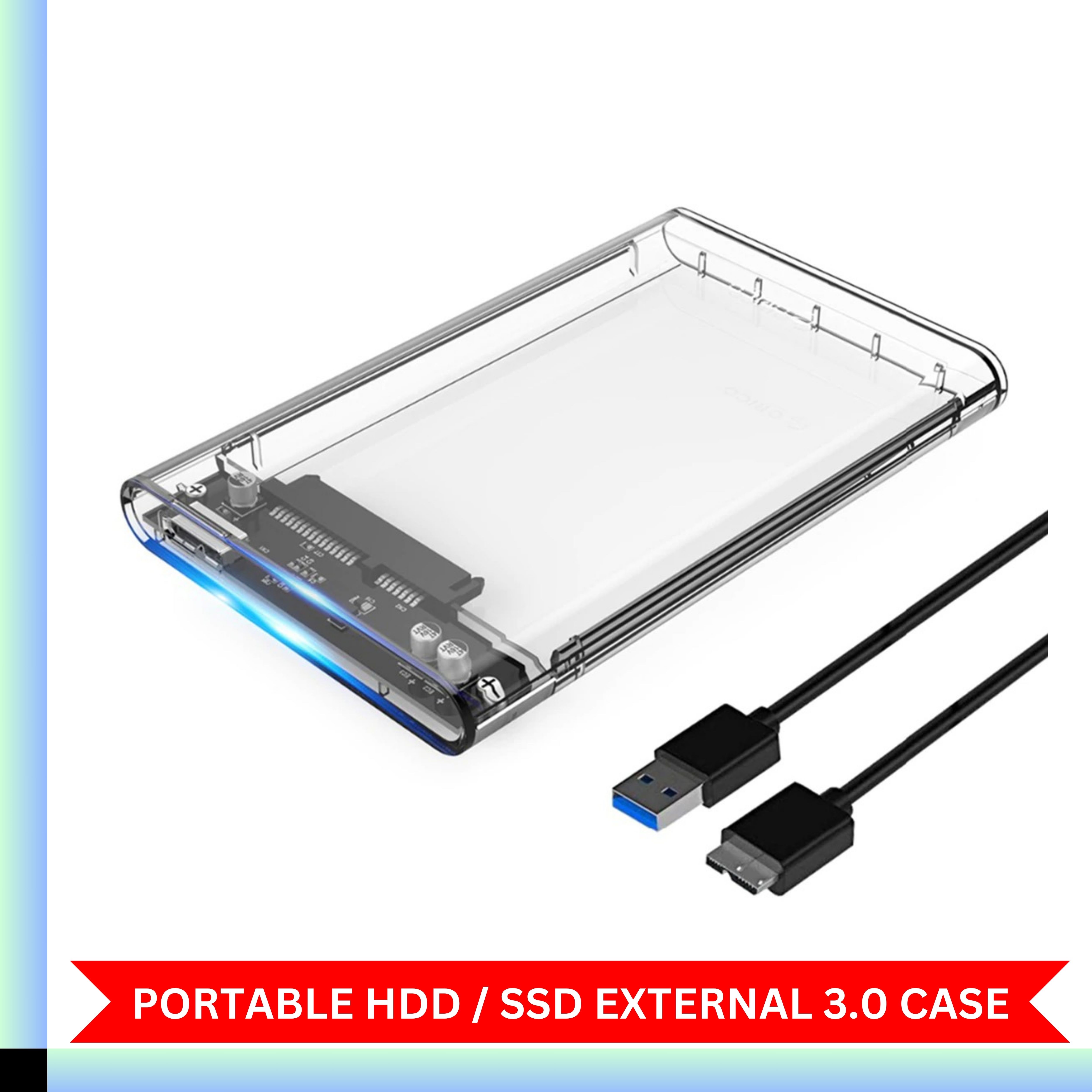High-Speed USB 3.0 Portable HDD SSD 2.5" External Hard Drive Enclosure | Shockproof & Durable Hard Drive Case for Laptop & PC