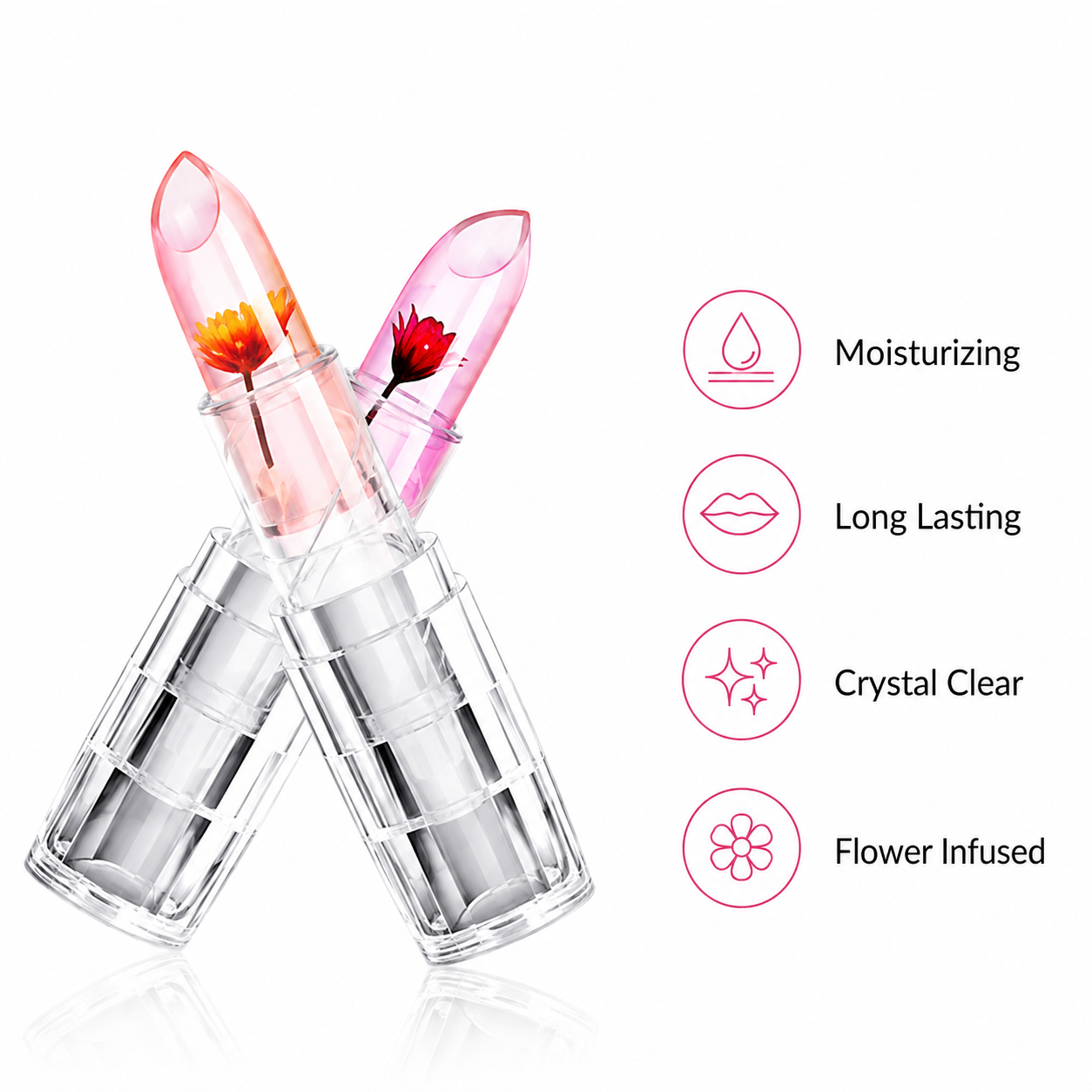 Flower Jelly Lipstick Color Changing Temperature Activated Moisturizing Long Lasting Lip Makeup for Women & Girls