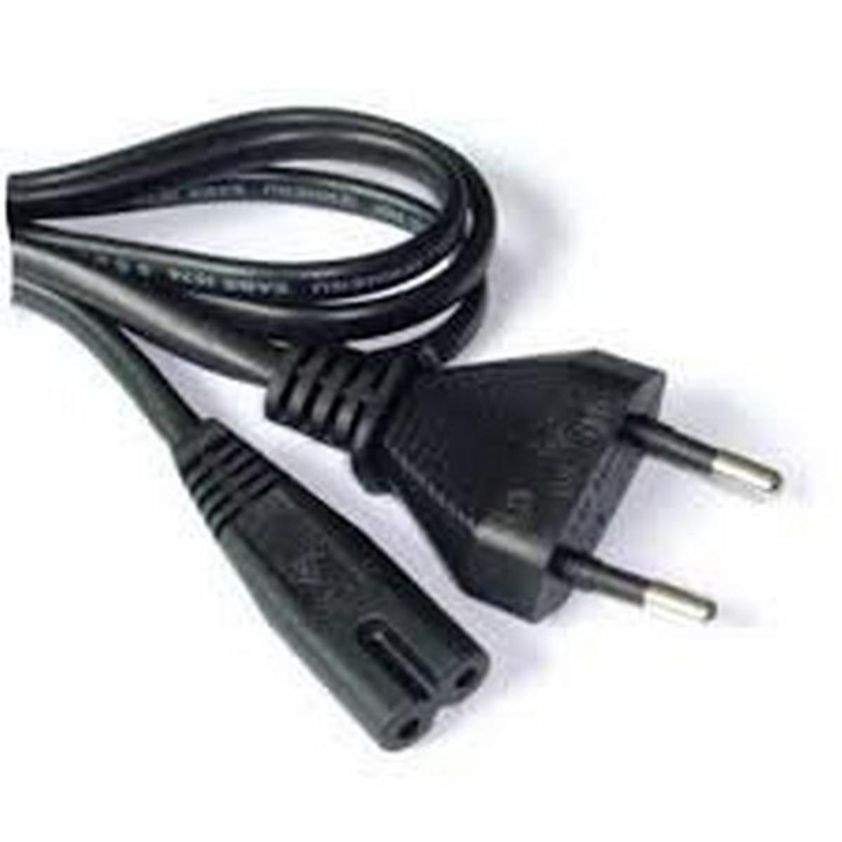 2 Prong Power Cord Connector AC Power Supply Cable Wire Socket Plug Jack (Black)