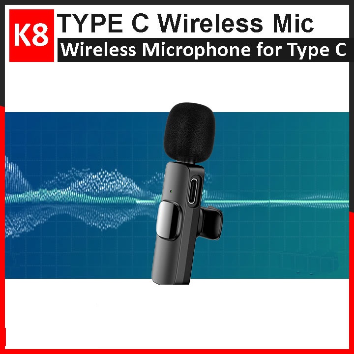 K8 Universal Plug Type-C Wireless Microphone with Mini Cable for Phone/Mobile Devices