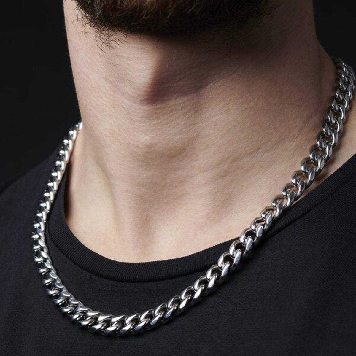 Silver Cubain Chain Sterling Pieces New Style Men Original Chain Hight Quality For Man-Boys