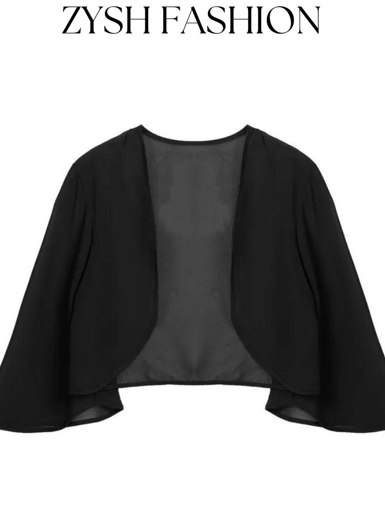 Zysh Fashion Elegant Chiffon Kimono Jacket in Multiple Colors - Casual Winter Coat for Women
