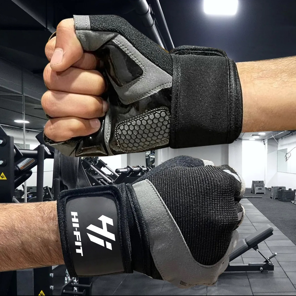 Hi-Fit  Weightlifting Gym Gloves for Workout,Full Protection Gym Cross Training Pull Ups Exercise