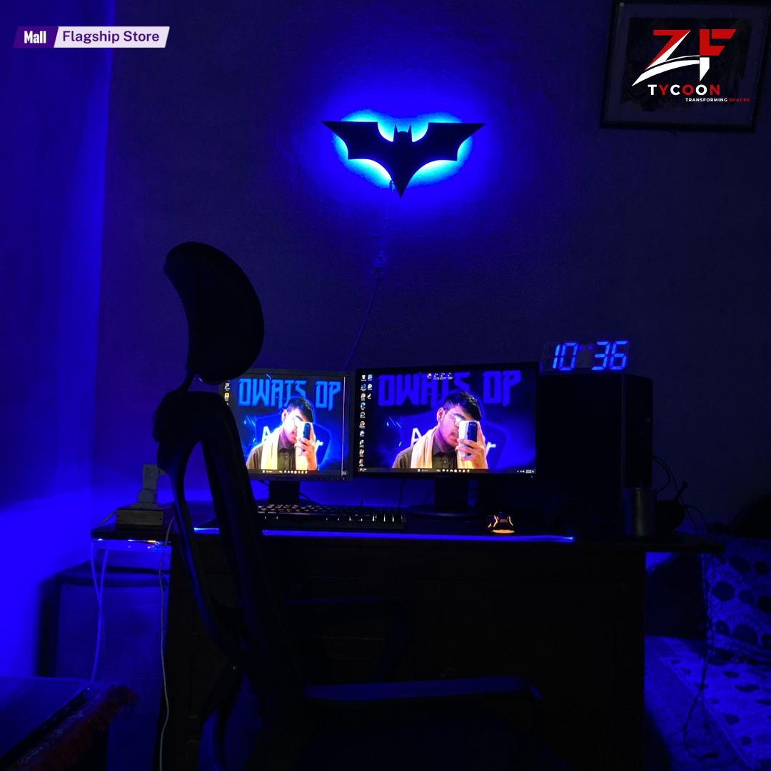 ZF 3D Batman Led Wall Lamp Wooden ZRK 7mm Thickness - Gaming Decor - ZF Tycoon room decor - Color Black