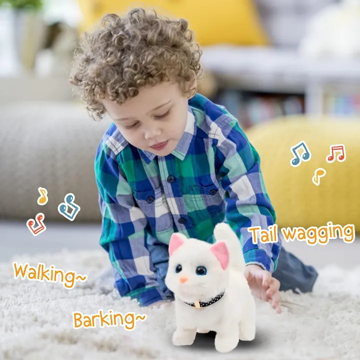 Cute Electronic Plush Cat Toy Can Walking Meowing Wagging Tail Stuffed Cat Doll Child Interactive Toys For Birthday Gift