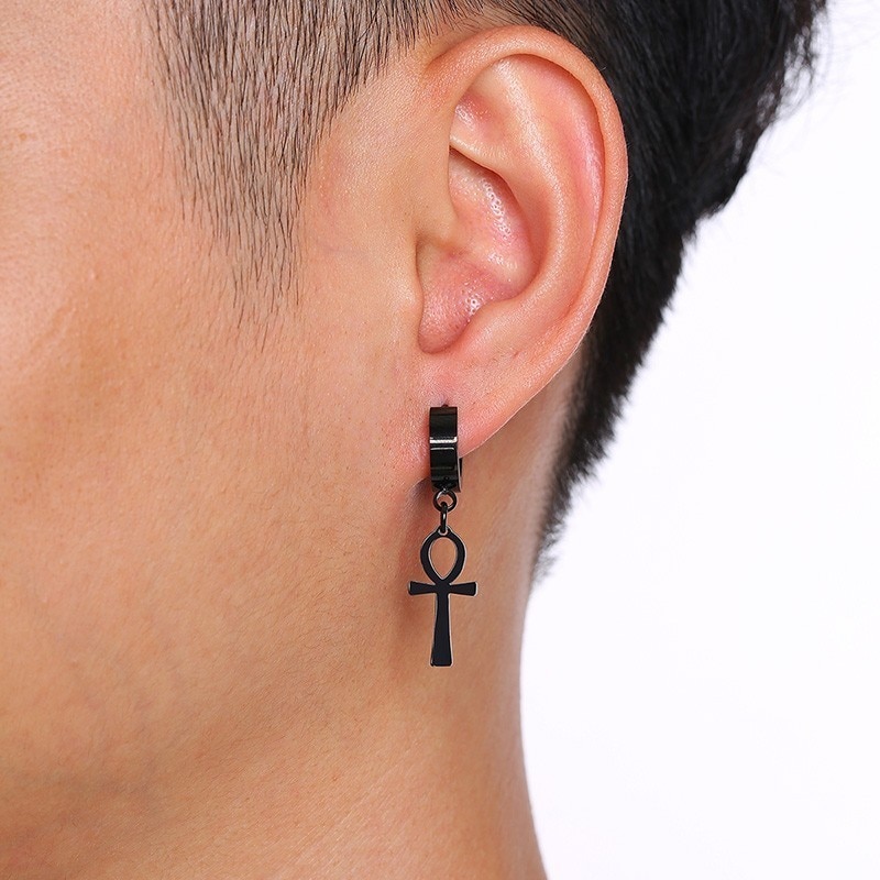 WKOUD Men Clip On Earrings Hiphop Punk Hypoallergenic Titanium Steel Ear  Clip Earrings For Women No