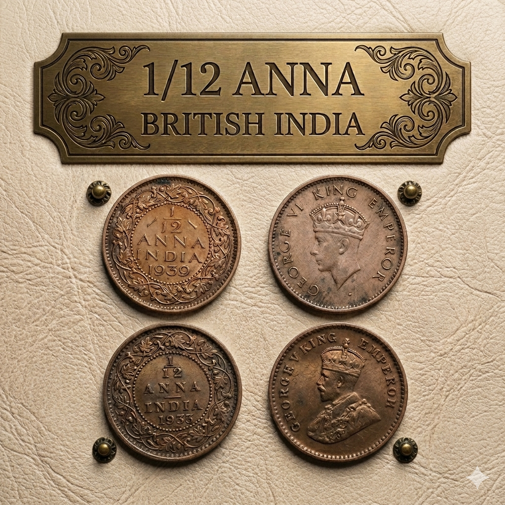 Antique British 1/12 Anna (George V & George VI) Vintage Collectible Numismatic History
