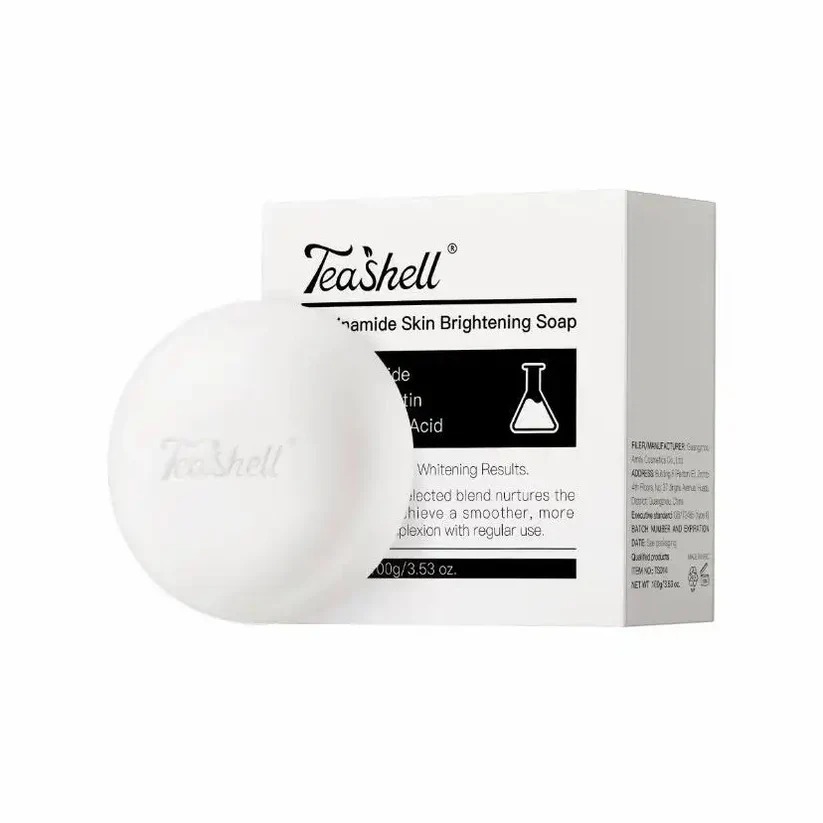 TeaShell Niacinamide Skin Brightening Soap 100g | Deep Cleansing Face & Body Soap | Moisturizing Soap | Smooth & Healthy Looking Skin | For Men & Women