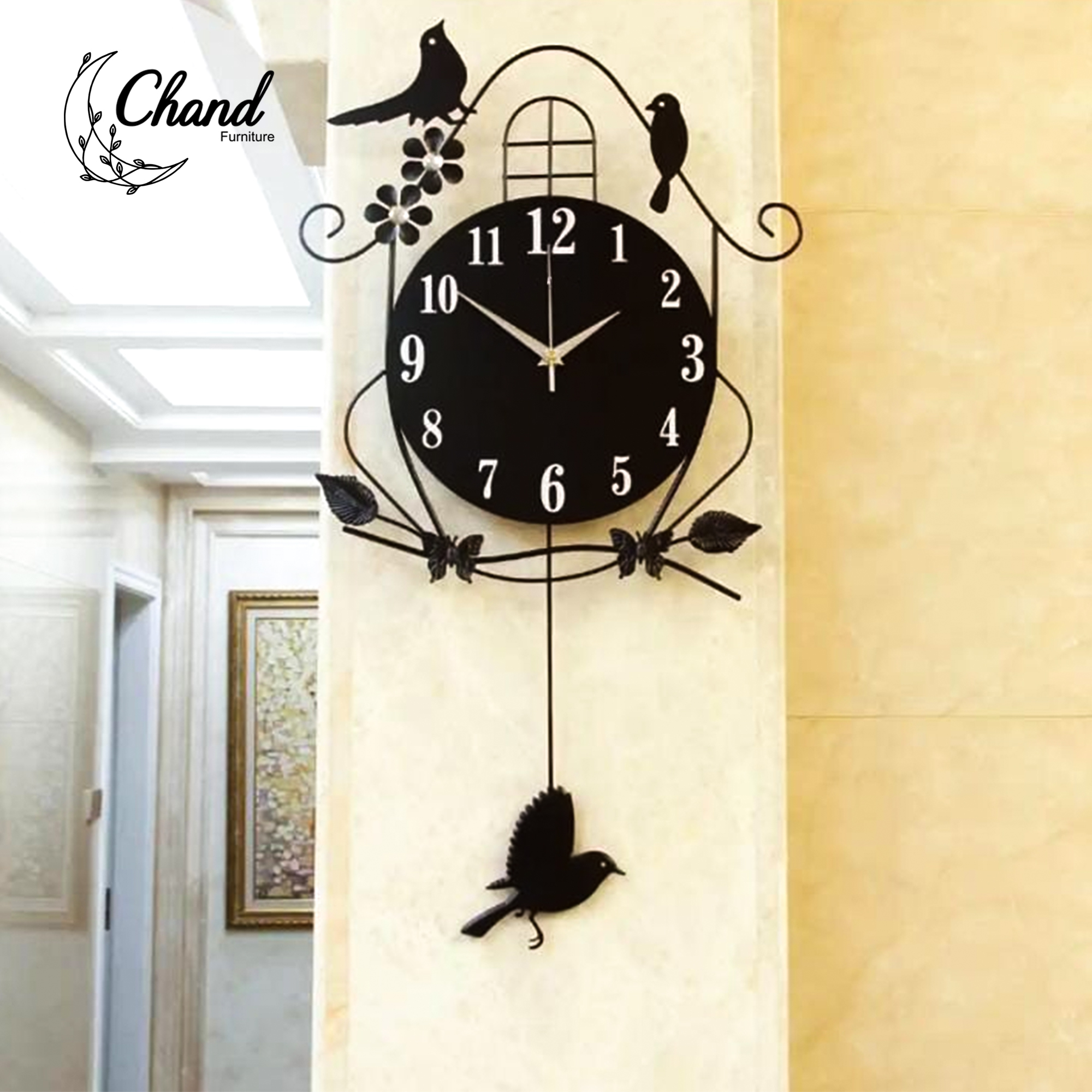 Bird Cage Wall Clock European Modern Wall Hanging Wooden Clock Crafts Decoration Home Living room Mute Luminous Quartz Wall Clocks Mural Ornaments beautyfull | Clock | clock wall | clocks for rooms | clock wall stylish | wall clocks for bedroom fancy