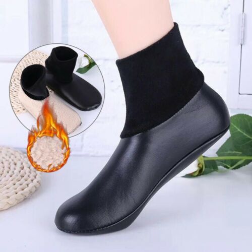 Unisex Winter Warm Leather Non Slip Socks Boot Slipper Indoor House Soft Shoes