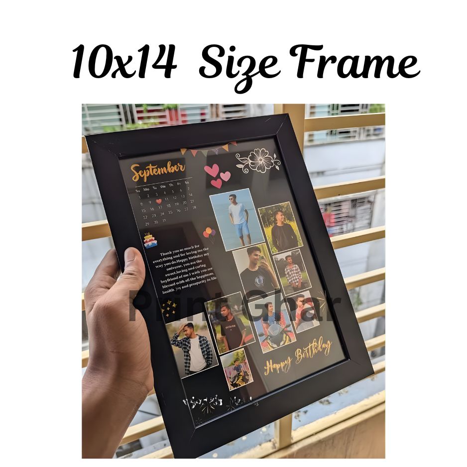 Customized Birthday Photo Frame – Personalized Memory Collage with Calendar & Heart Design