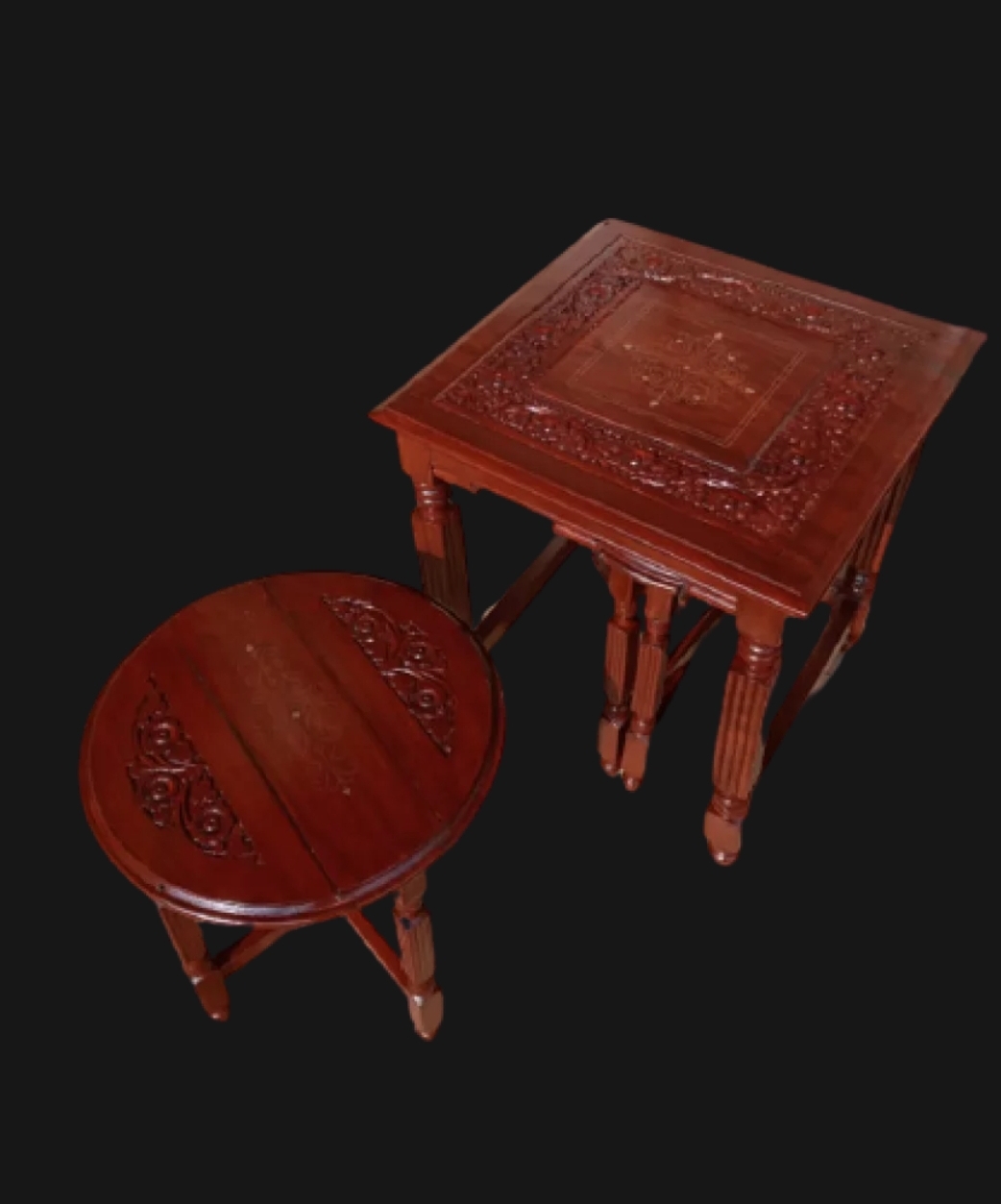 Table Chinyoti Table (Chinyoti Sheesham Wood) with Set of 3 tables 1 ...
