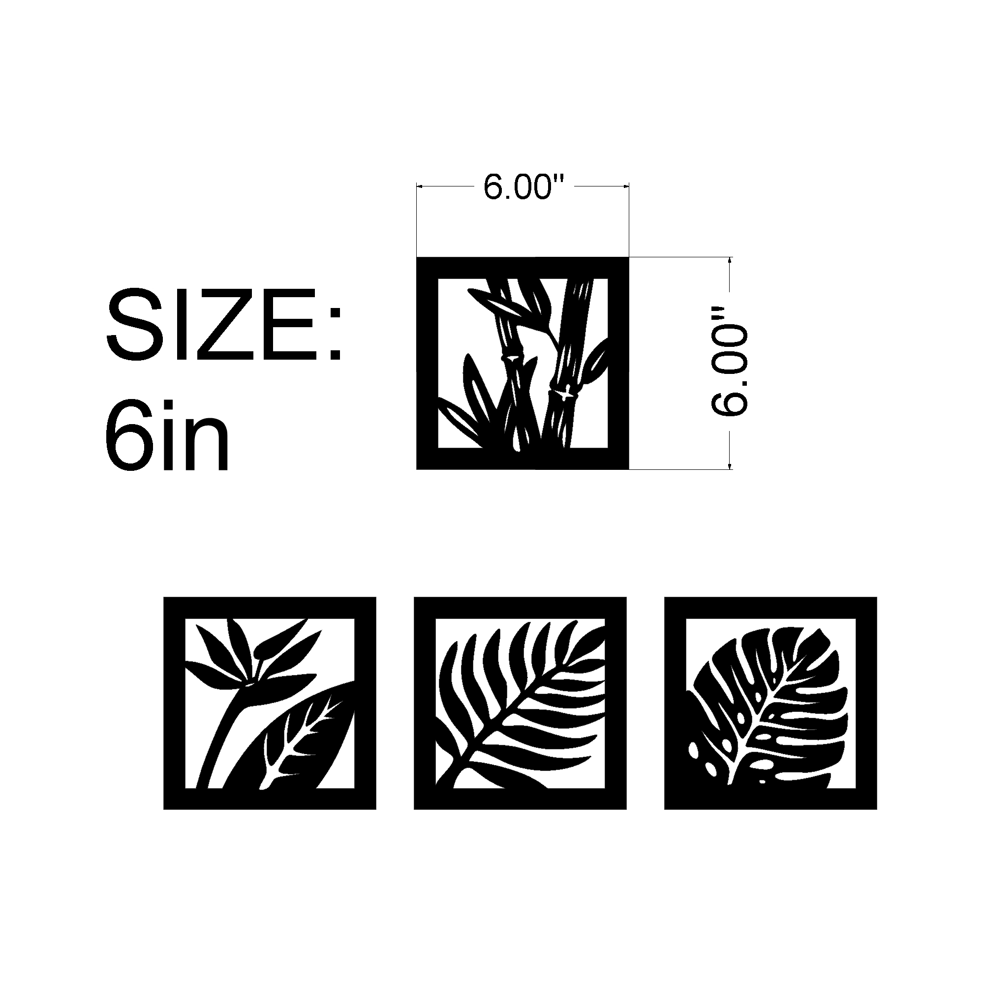 4 Pcs Wooden Wall Arts 7.5 x 7.5 inches Square for Home Decoration