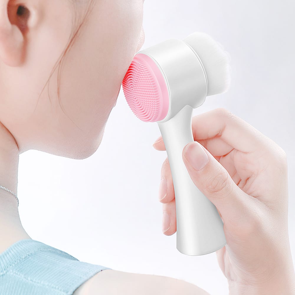 Premium Jade Gua Sha and Silicone Face Cleansing Brush Duo Pack - Anti-Aging, Brightening Skin Care Tool