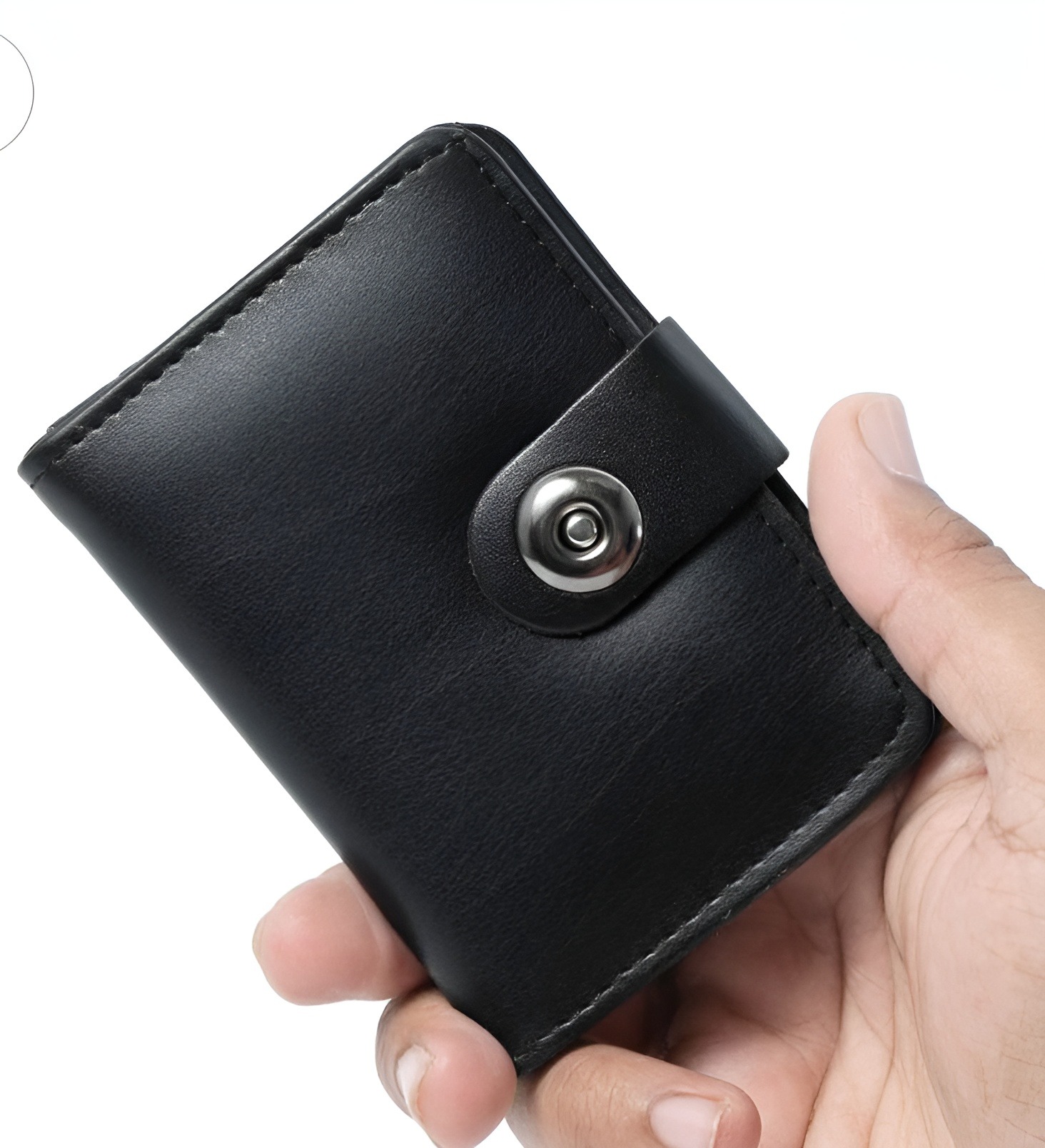 Genuine Leather Slim Bifold Wallet for Men - 5-Card Holder with Magnetic Closure