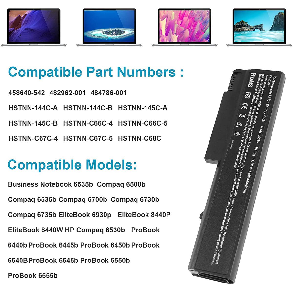 HP 8440P 6550B TD06 482962-001 486296-001 8440W 6440B 6930P 6450B 6735B 6445B 6455B 6540B 6545B 6555B 6730B 6530B 6535B TD09 593578-001 Laptop Battery
