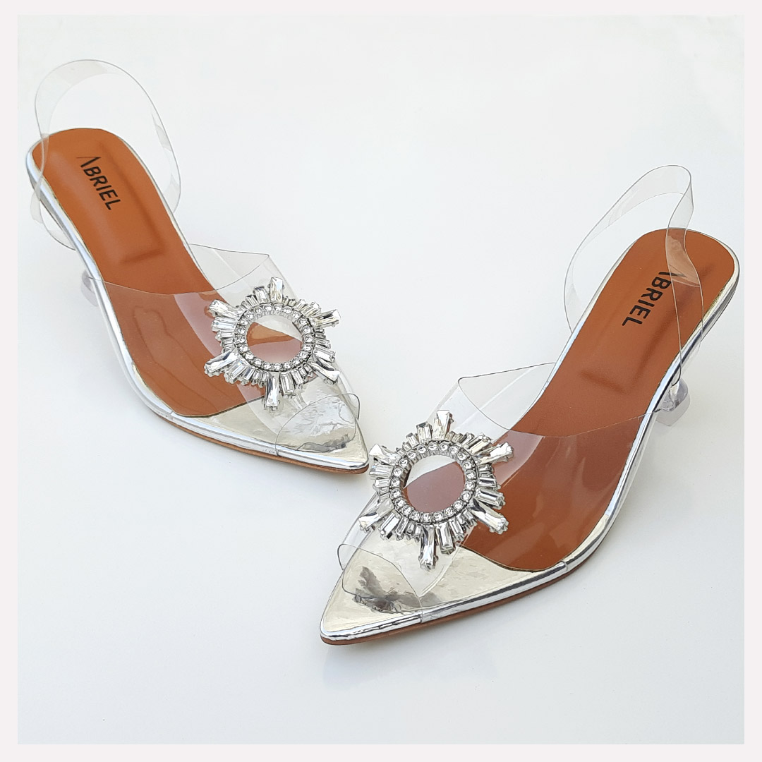 CINDERELLA - Women's Crystal Silver Transparent Heels