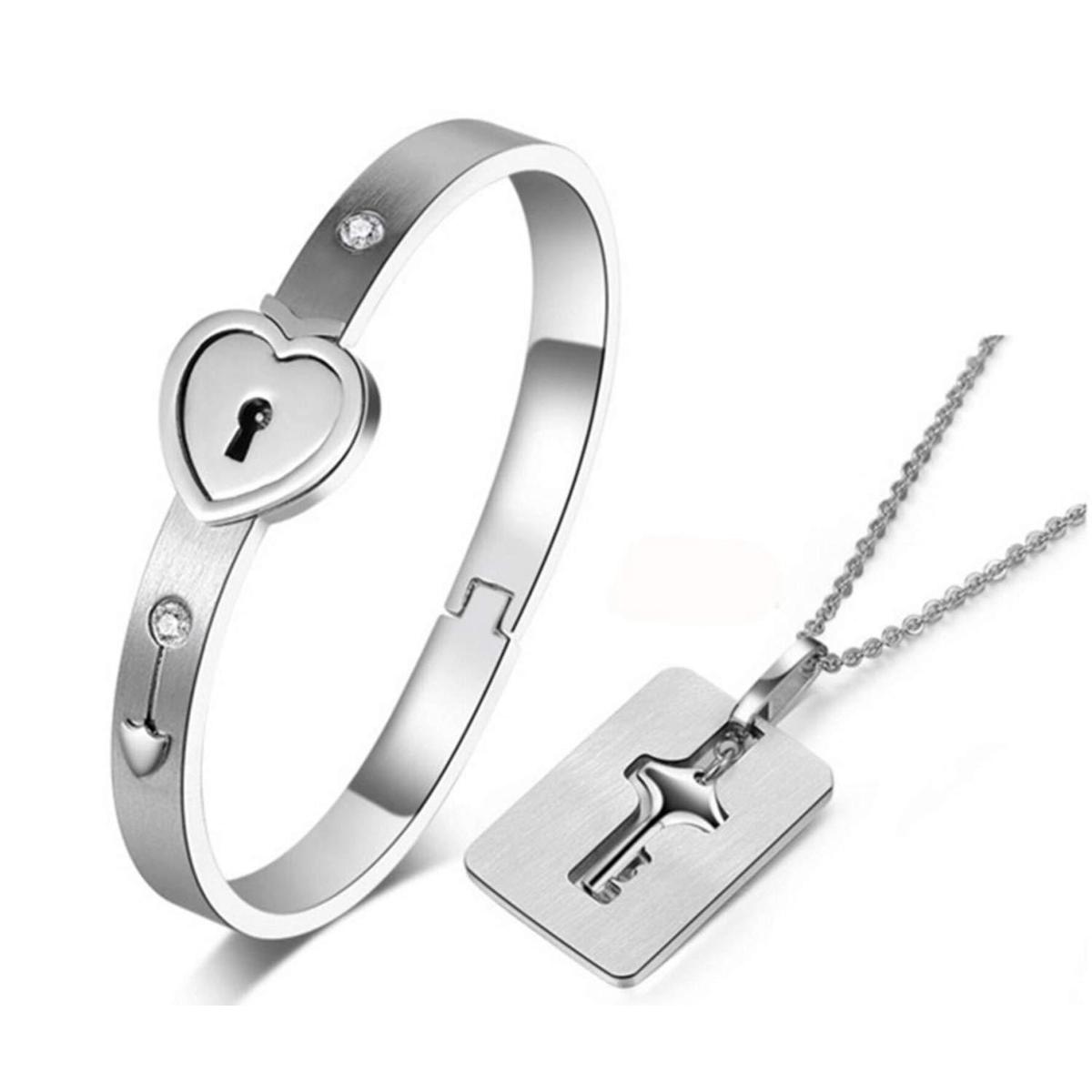 Return to Cart Presenting New True Love Heart Lock Bracelets Bangles Key Pendant Necklace Couples