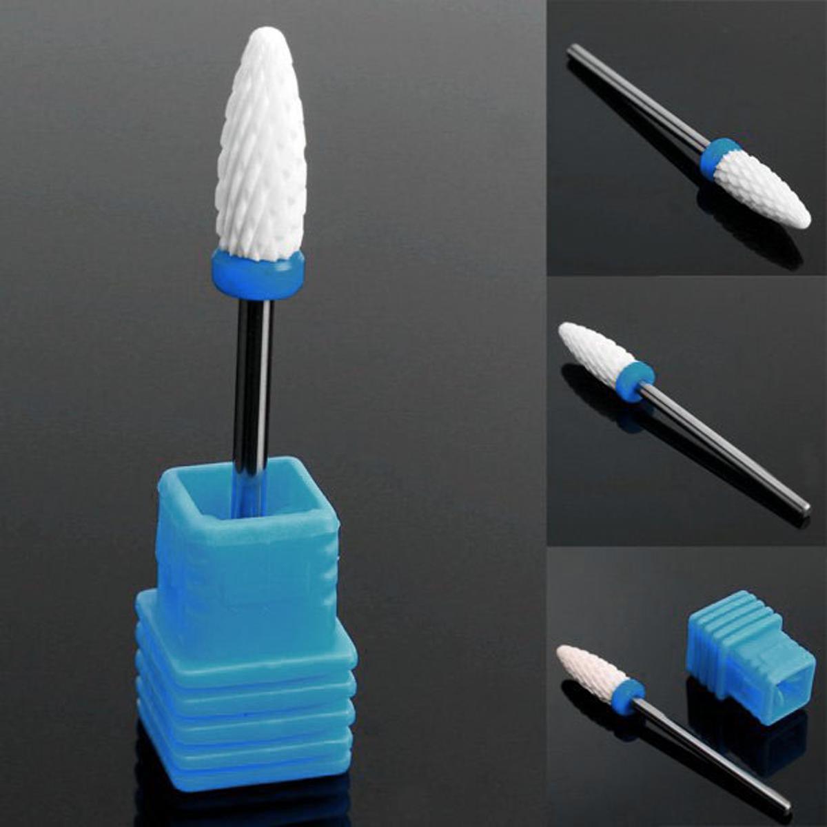 1 Pcs Nail Cone Tip Ceramic Carbide Nail Drill Bit Rotate Burr Milling Nail Cutter Bits Electric Drill Machine Ceramic Drill Bit 3/32 Flame Bits for Manicure Pedicure Tools