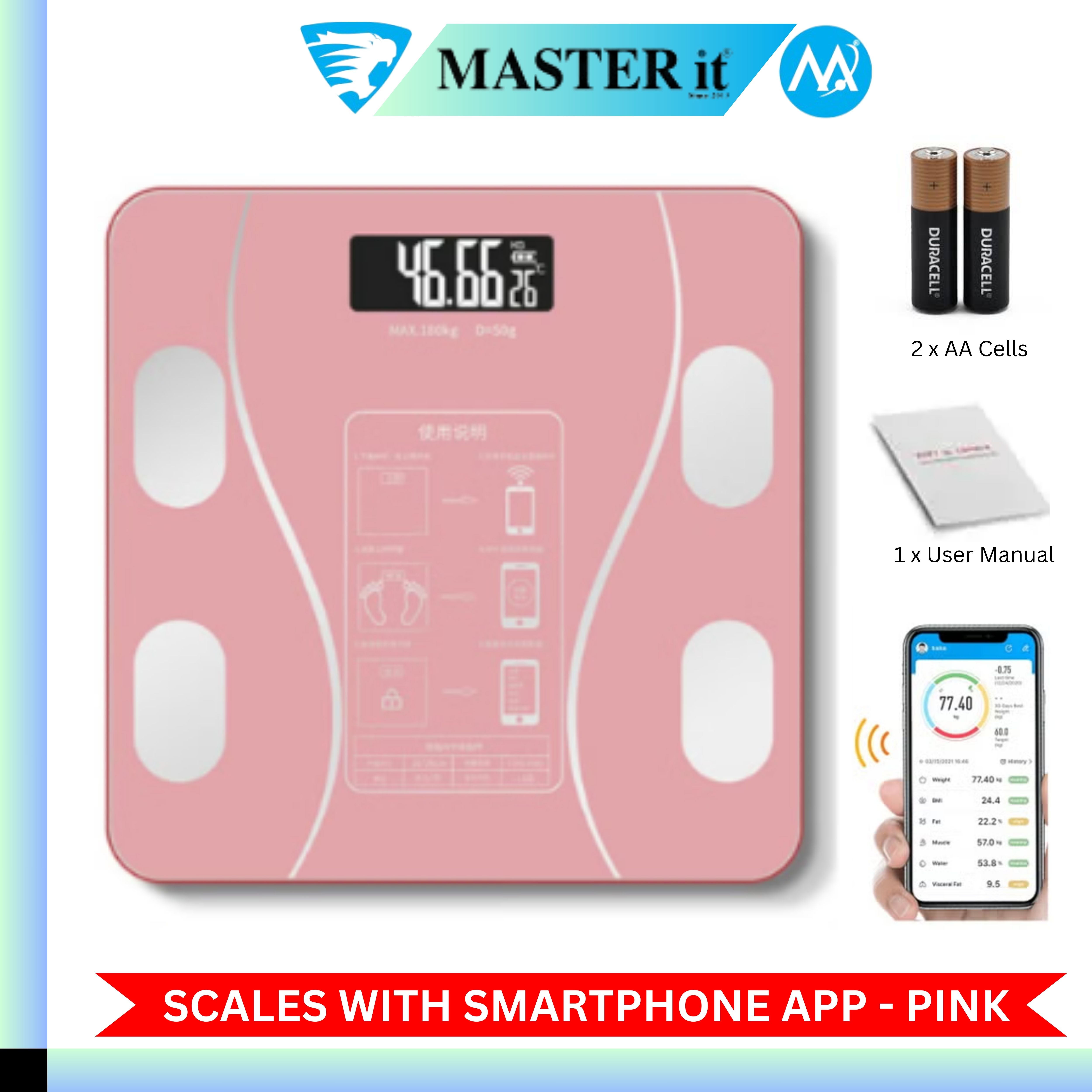 Upto 180kg Bluetooth Weight Machine With App - Smart Digital Body Weight Scale With Bluetooth Weighing Scale App & LED Digital Display - Accurate Body Fat & BMI Measurement Through App - Weighing Machine & Weighing Scale For Household Use
