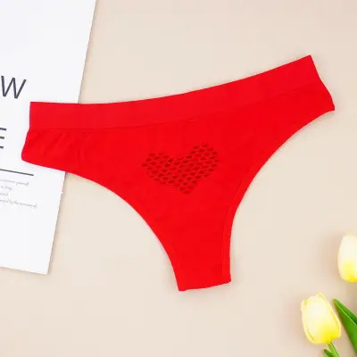 1 Piece Lot Women Underwear Wholesale Lingerie Feminina Love Heart Shape  Solid Color Hollow Out Panties Briefs for Ladies