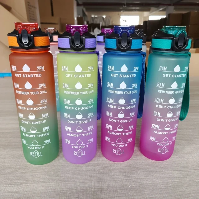 3pcs 2pcs 1pcs PMotivational Water Bottle With Straw, Bottle & Straw