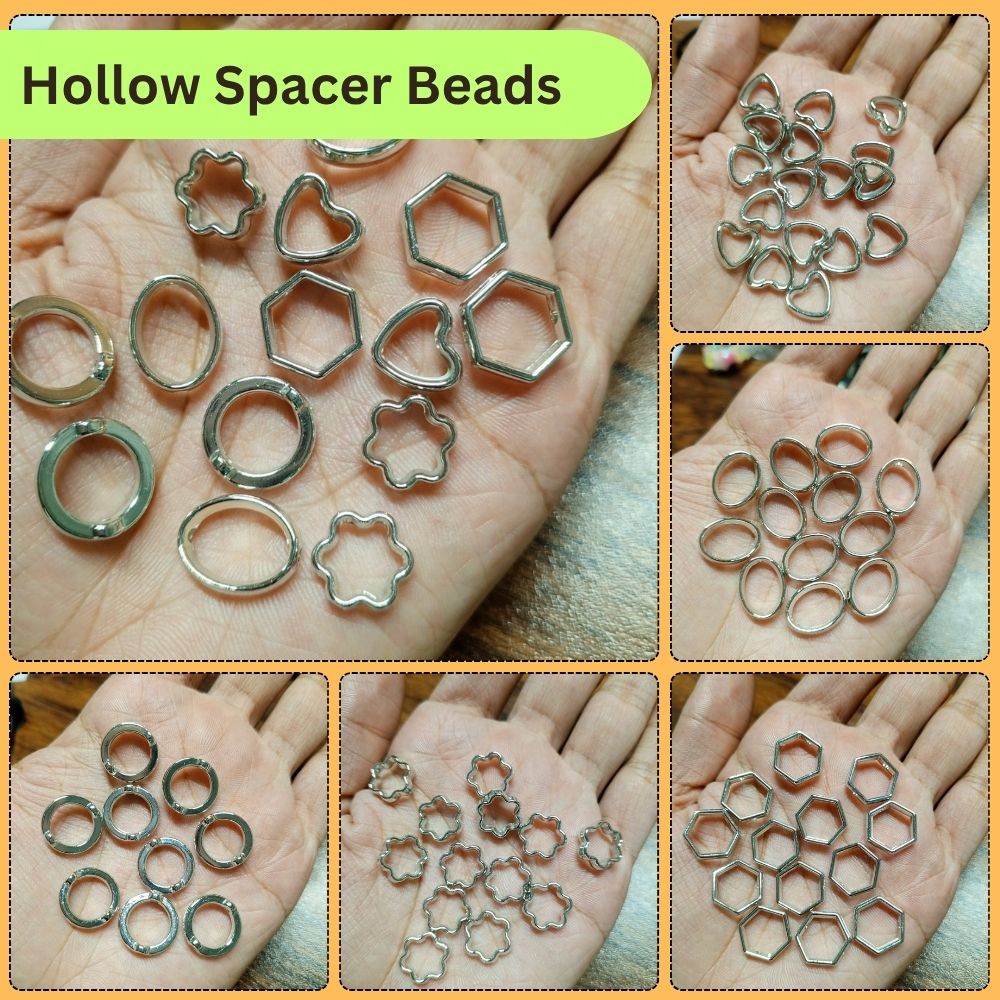 50 Pcs Hollow Spacer Beads Shape Plastic Charms For Bracelet Making Jewlery Making DIY Kids Jewlery Making Charms Beads Hollow Ring Spacer Plastic Beads For Jewelery Making Jewellery Making Beads Silver By SAMS Arts online in pakistan wholesale Price