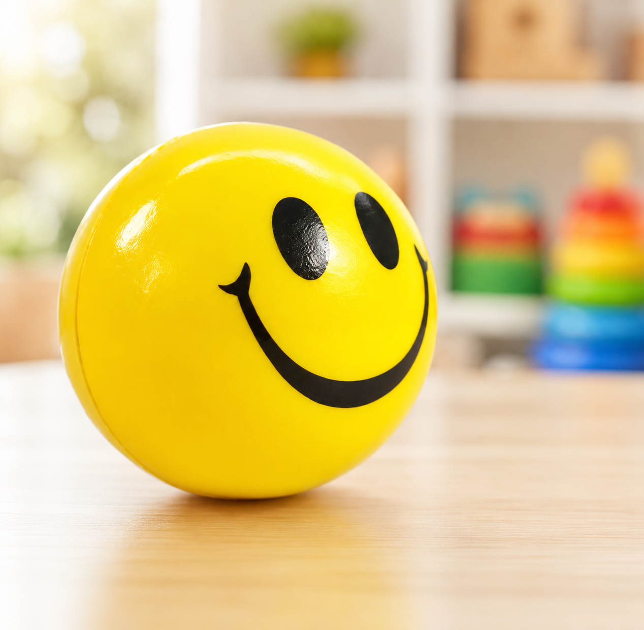 Smiley Face Stress Relief Ball Toy | Soft Squeeze Fidget Ball for Kids & Adults | Yellow Happy Emoji Squishy Toy