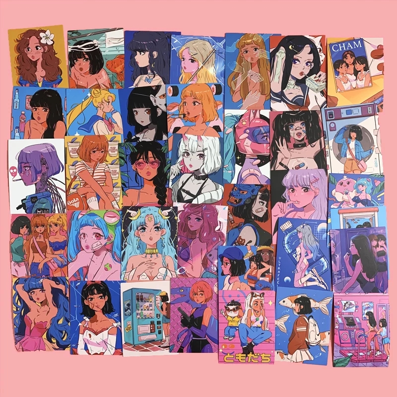 36pcs/lot Retro Japanese Girl Stickers Scrapbooking Decorative Sticker Diy Diary Album Stick Label Kawaii Stationery