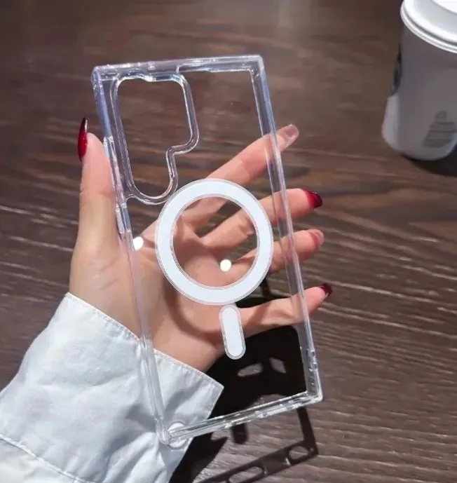 Clear Magsafe Jelly For Samsung S21, S21 Plus, S21 Ultra, S21 FE, S22, S22 Plus, S22 Ultra, S23, S23 Plus, S23 Ultra, S23 FE, S24, S24 Plus, S24 Ultra, S24 FE , S25, S25 Plus, S25 Ultra. Shockproof Clear Transparent Phone Case