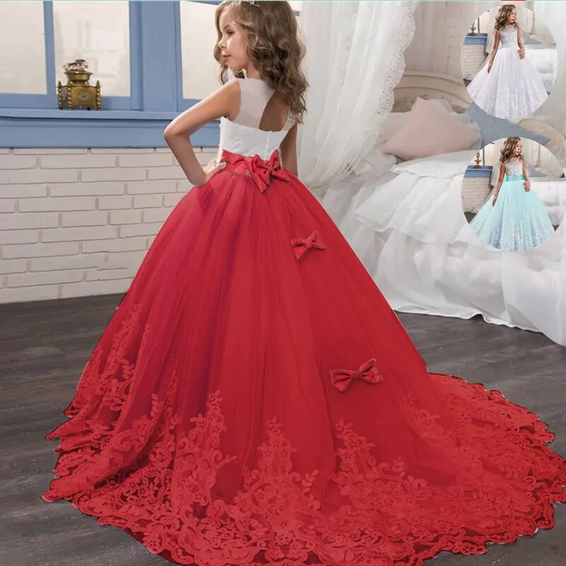 Red Christmas Dresses for Kids Girls Children s Pageant Performance Formal Gown Teen Girls Wedding Party Tailling Long Dress Daraz.pk