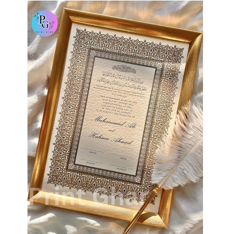 Premiun ♥️ Customised Nikkah Frame 😍 with nikkah nama certificate,Luxuary Primium wedding frame with HD quality/nikkah nama certificate finger print/wedding gifts for bride/best gift/gift for couples/gift for girl/gift for men
