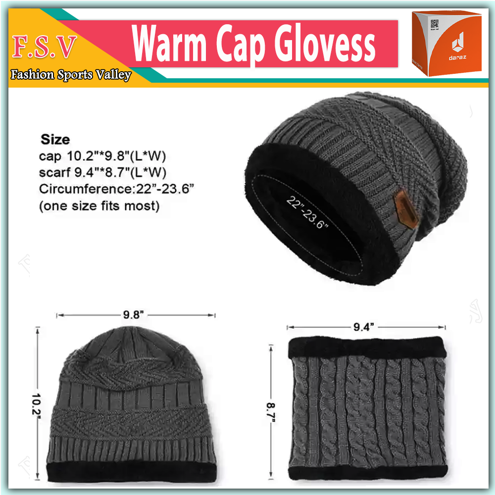 New Winter Hot Woolen Cap Leather Winter Gloves For Bike And Cycle Men And Boys Black Riding Gloves